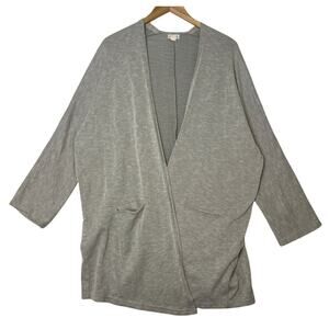DONNI Anthropologie Gray Rib Knit Cotton Kimono Open Cardigan Robe Loungewear